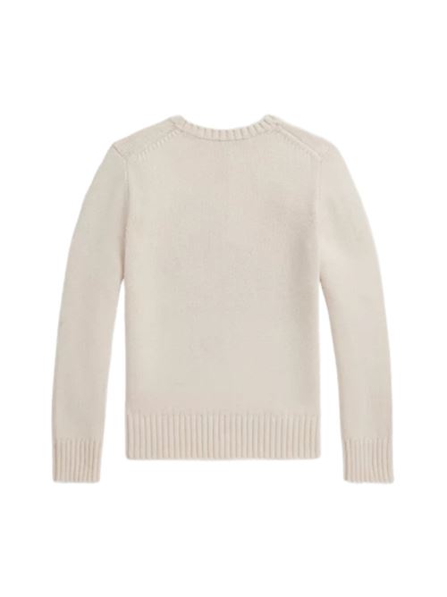 Maglia da bambina in puro cotone, girocollo, BEAR, colore bianco. POLO RALPH LAUREN | 313980680001